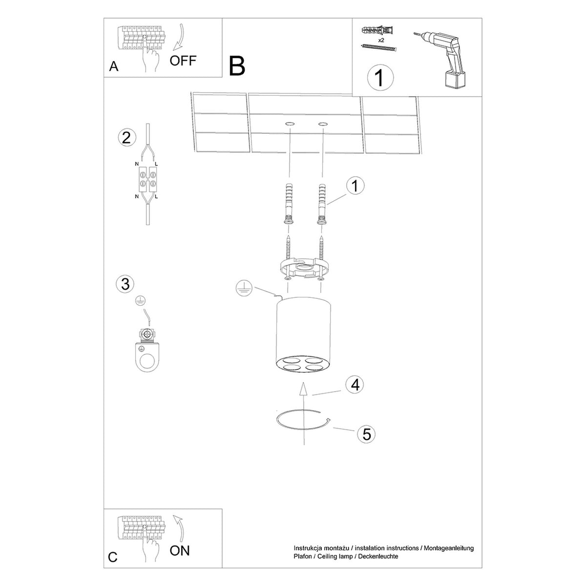 Schéma d'installation du luminaire