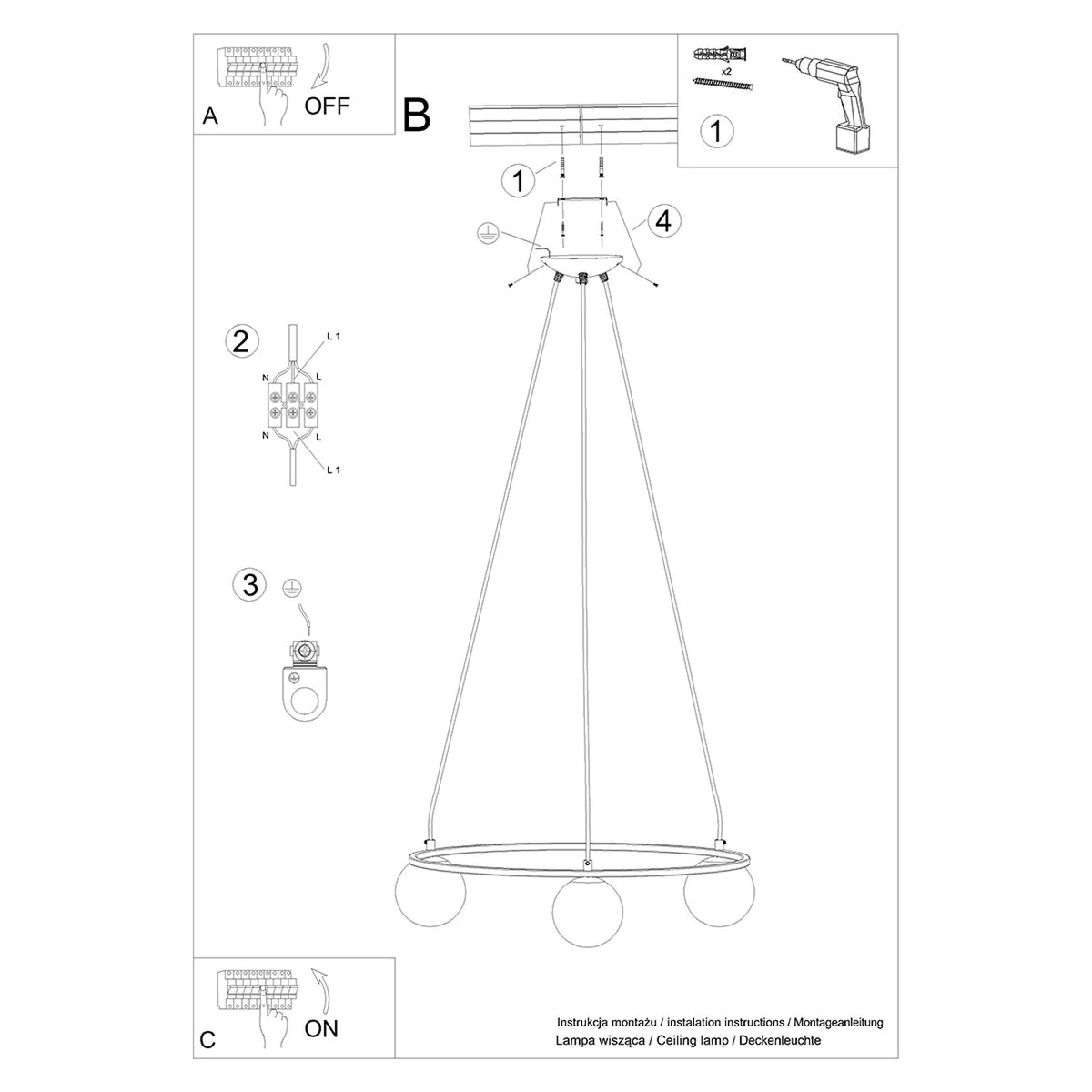 Schéma d'installation du luminaire