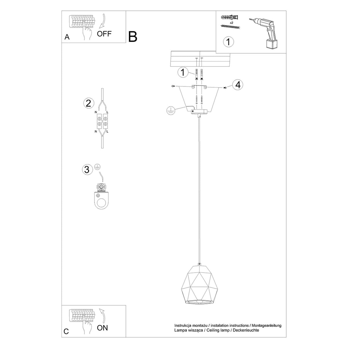 Schéma d'installation du luminaire