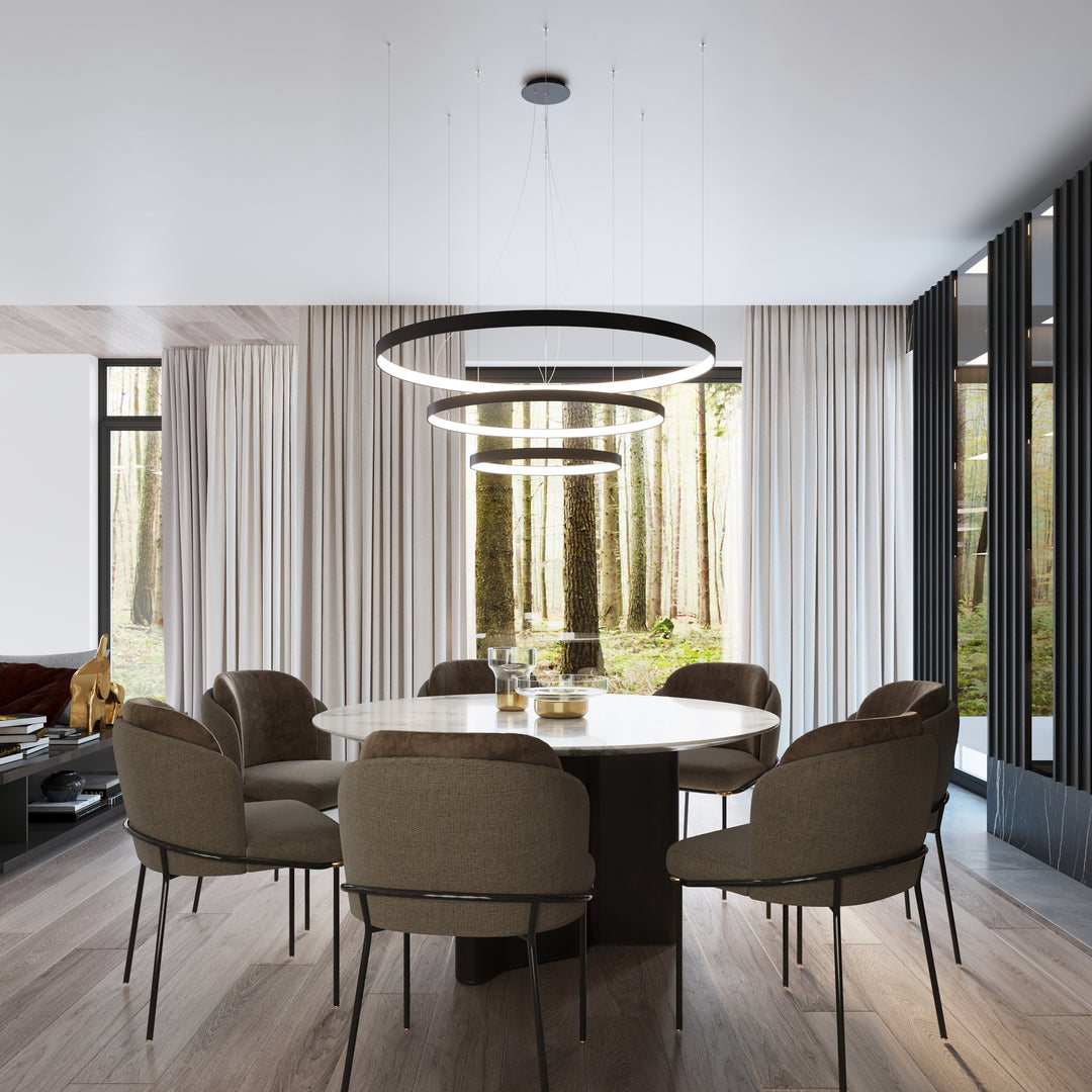 Plafonnier anneau RIO noir dans un intérieur contemporain