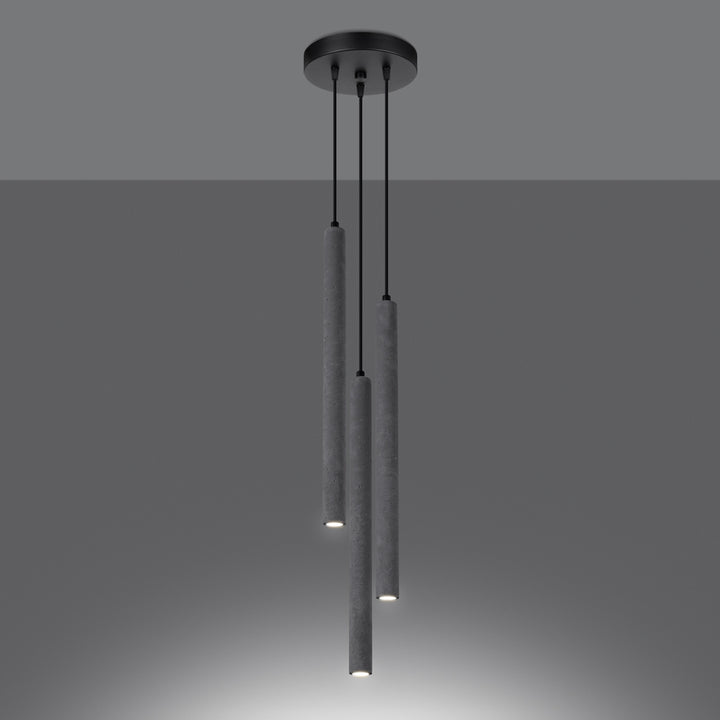 Suspension tube fin gris allumée