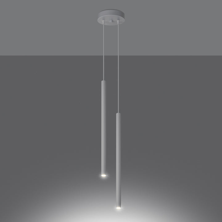 Suspension tube fin blanc allumée