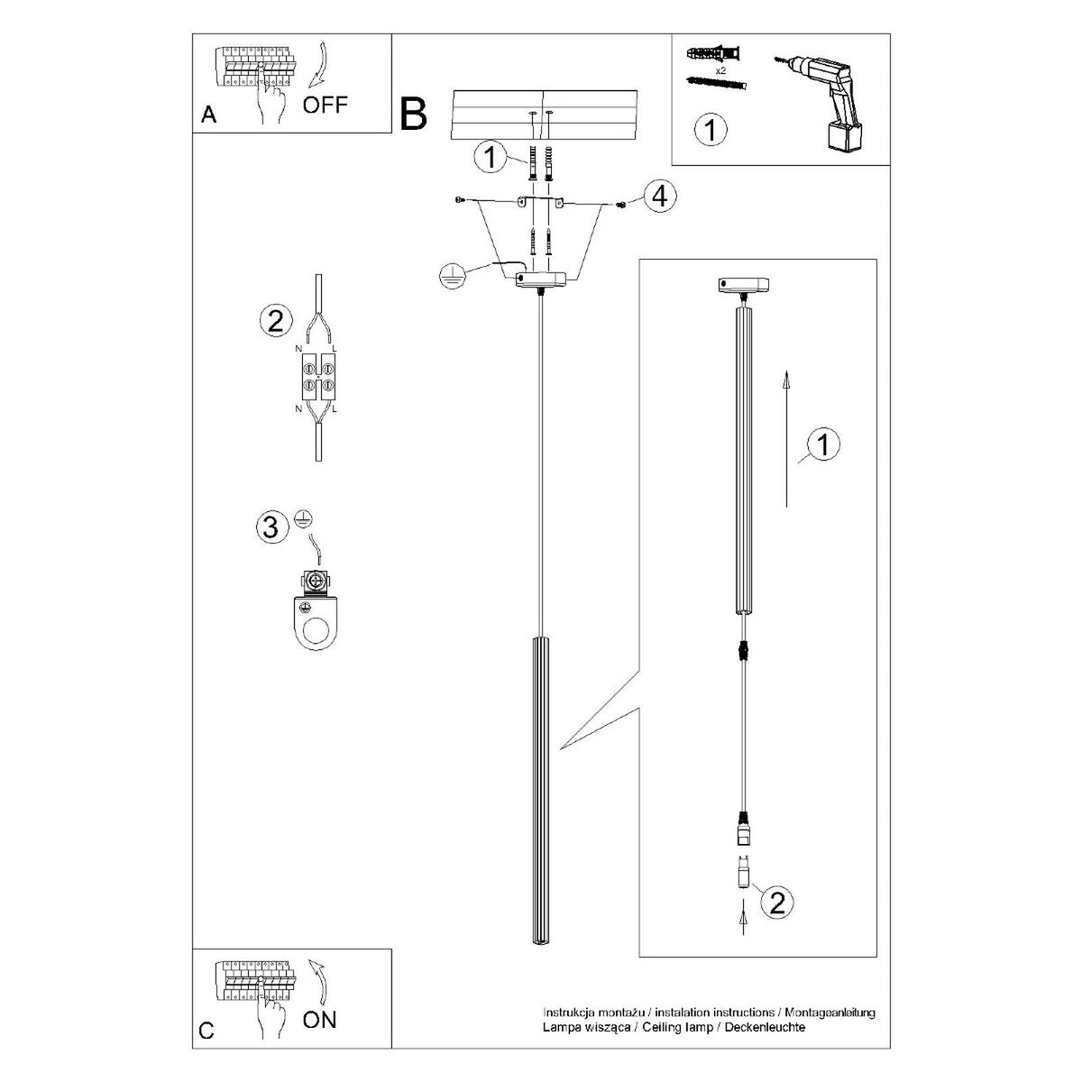 Schéma d'installation du luminaire