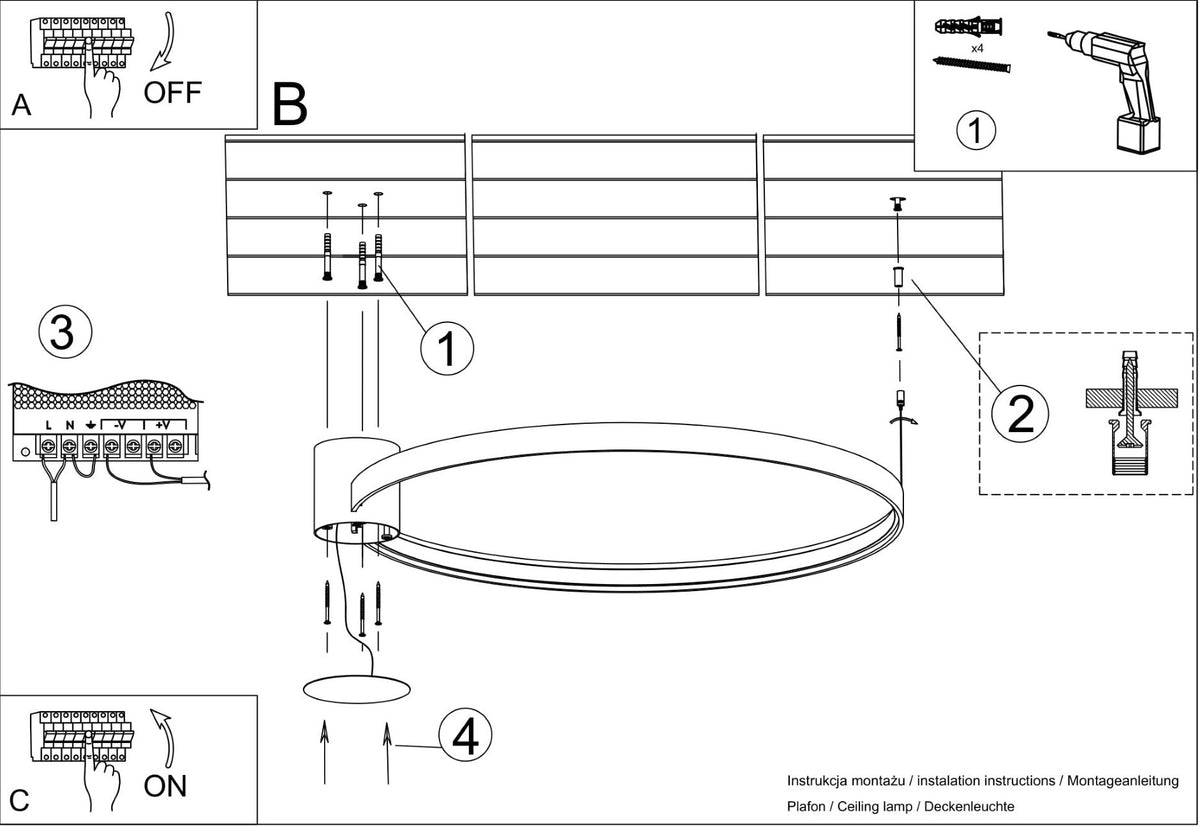 Schéma d'installation du luminaire