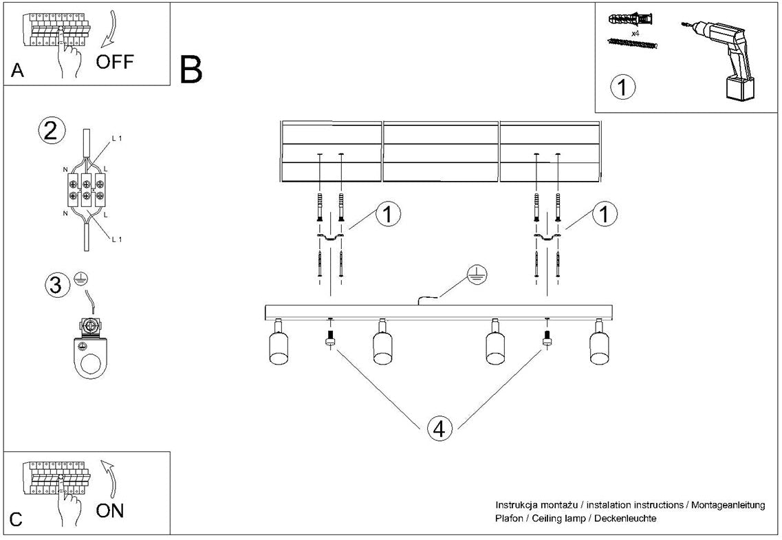 Schéma d'installation du luminaire