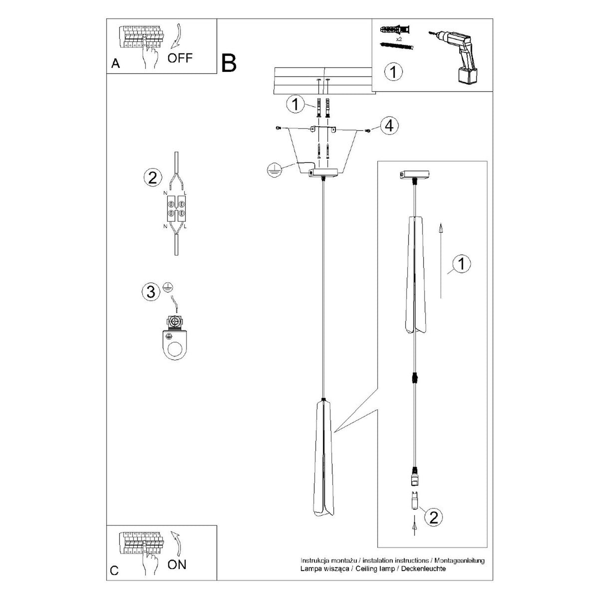 Schéma d'installation du luminaire
