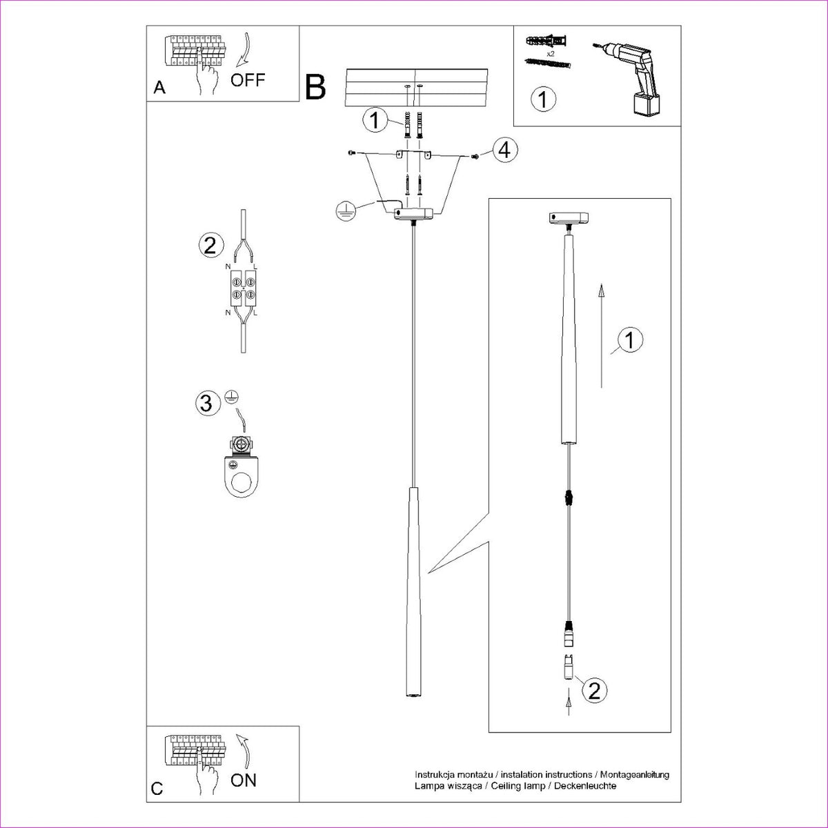 Schéma d'installation du luminaire