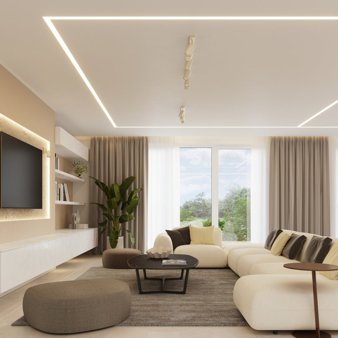 Luminaire Plafonnier beige dans un intérieur contemporain