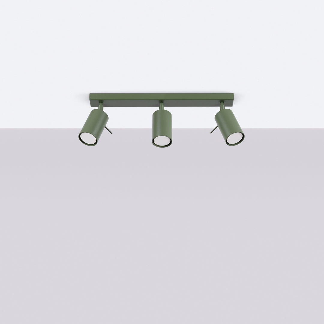 Luminaire Plafonnier vert olive éteinte, vue rapprochée