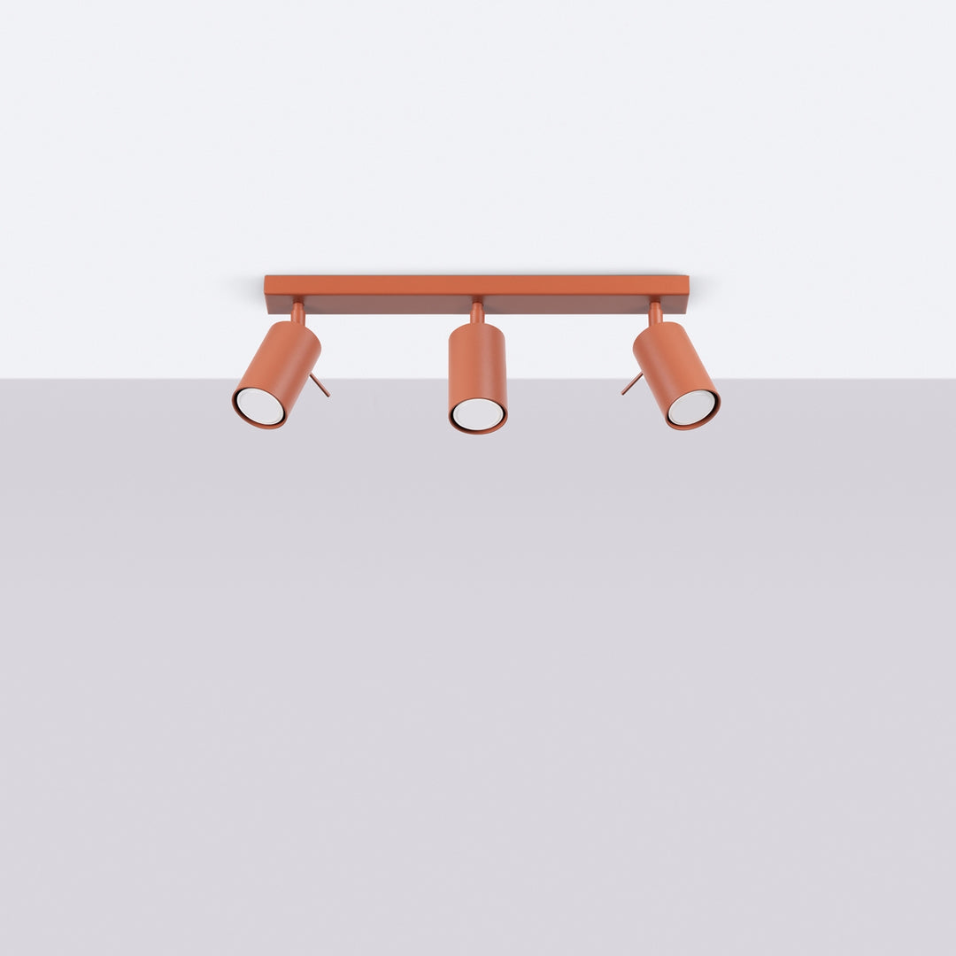 Luminaire Plafonnier ocre rouge éteinte, vue rapprochée