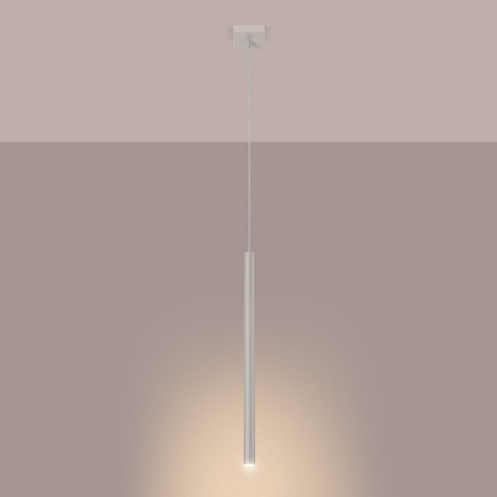 Suspension tube fin beige allumée