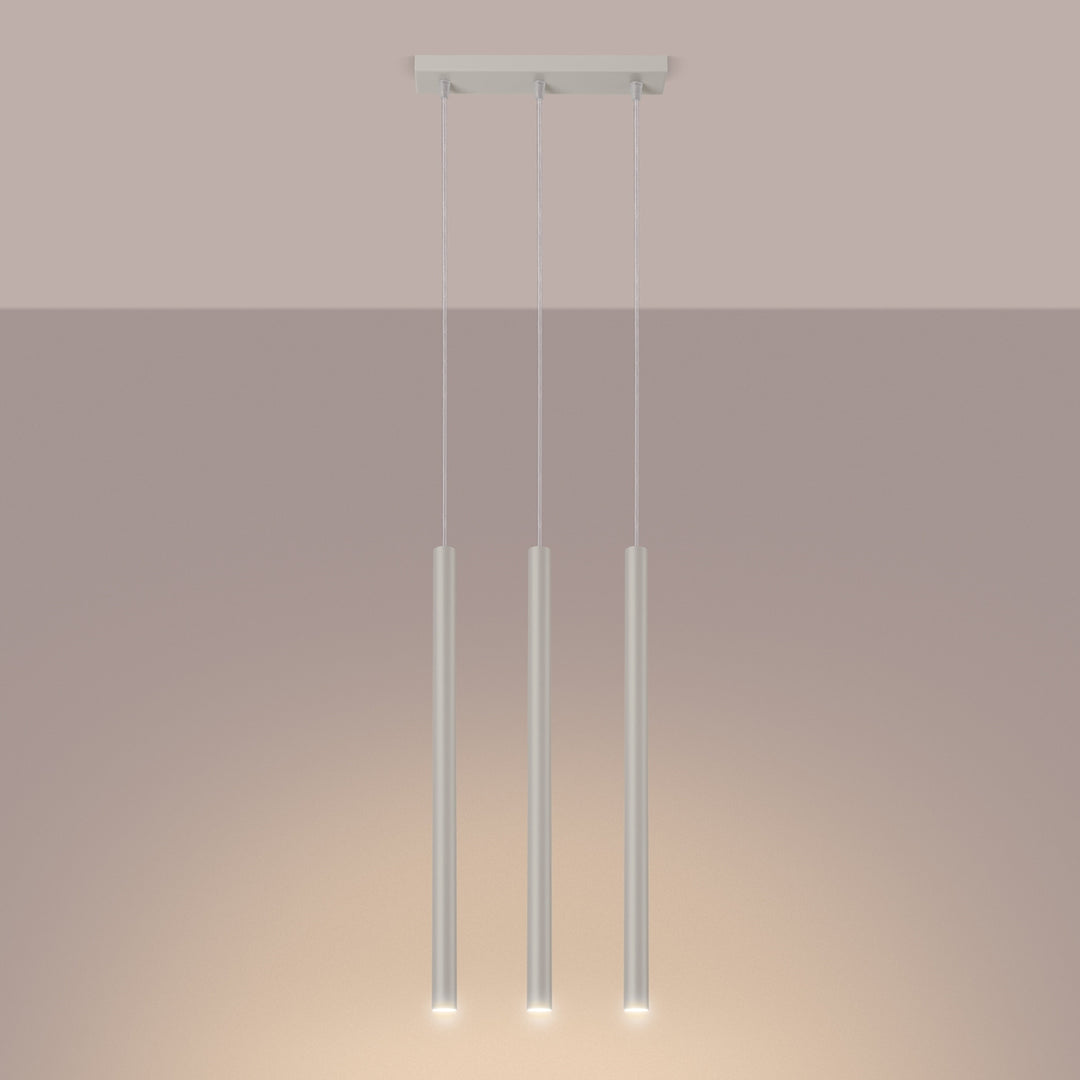 Suspension tube fin beige allumée