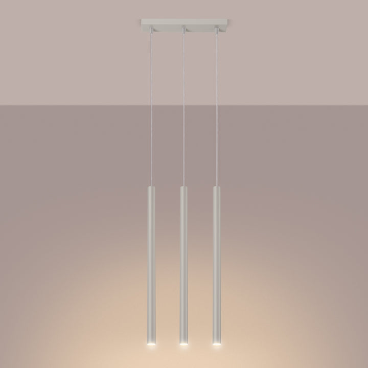 Suspension tube fin beige allumée