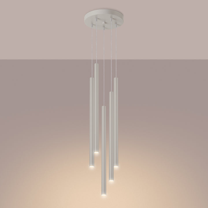 Suspension tube fin beige allumée
