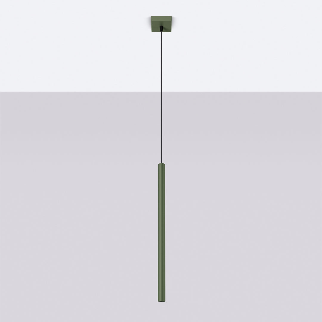 Suspension tube fin vert olive éteinte