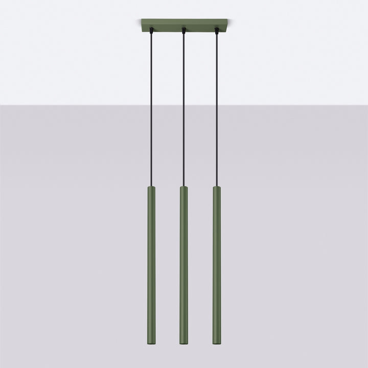 Suspension tube fin vert olive éteinte