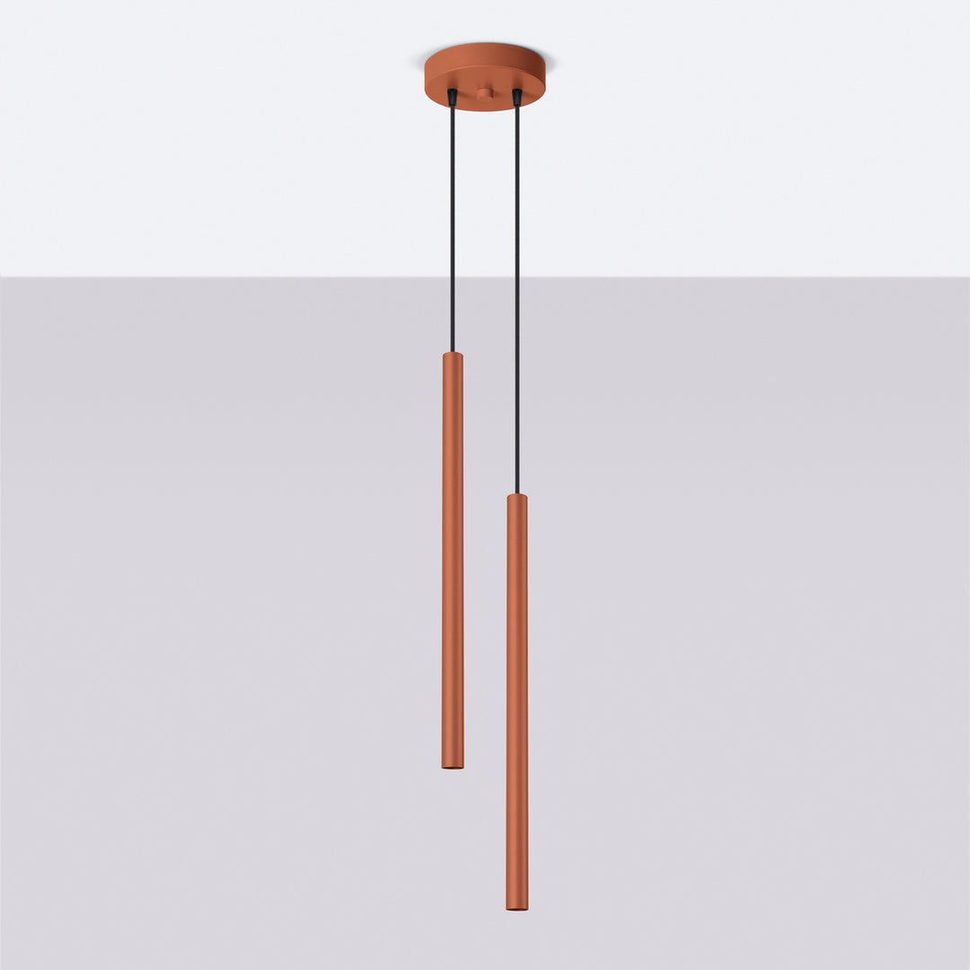 Suspension tube fin ocre rouge éteinte