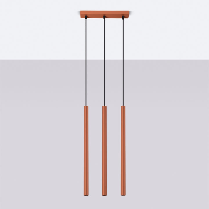 Suspension tube fin ocre rouge éteinte
