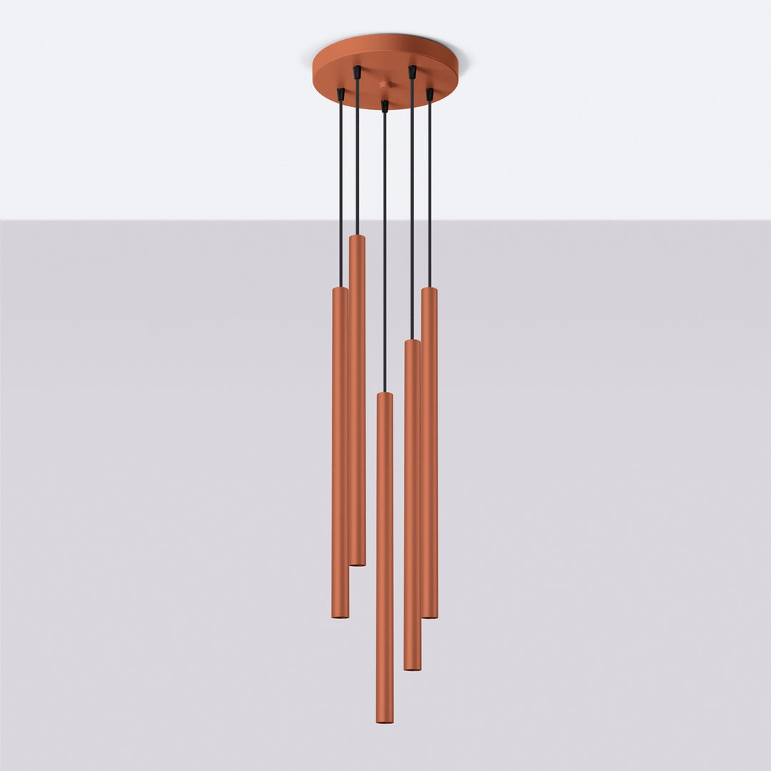 Suspension tube fin ocre rouge éteinte