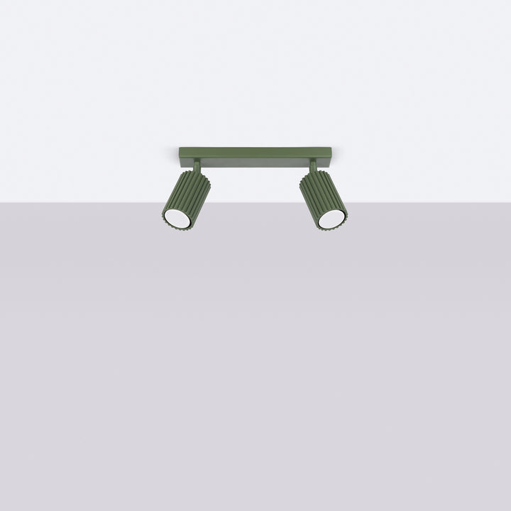 Luminaire Plafonnier vert olive éteinte, vue rapprochée