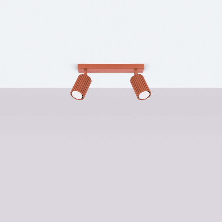 Luminaire Plafonnier ocre rouge éteinte, vue rapprochée