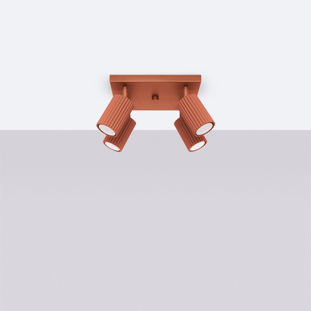 Luminaire Plafonnier ocre rouge éteinte, vue rapprochée