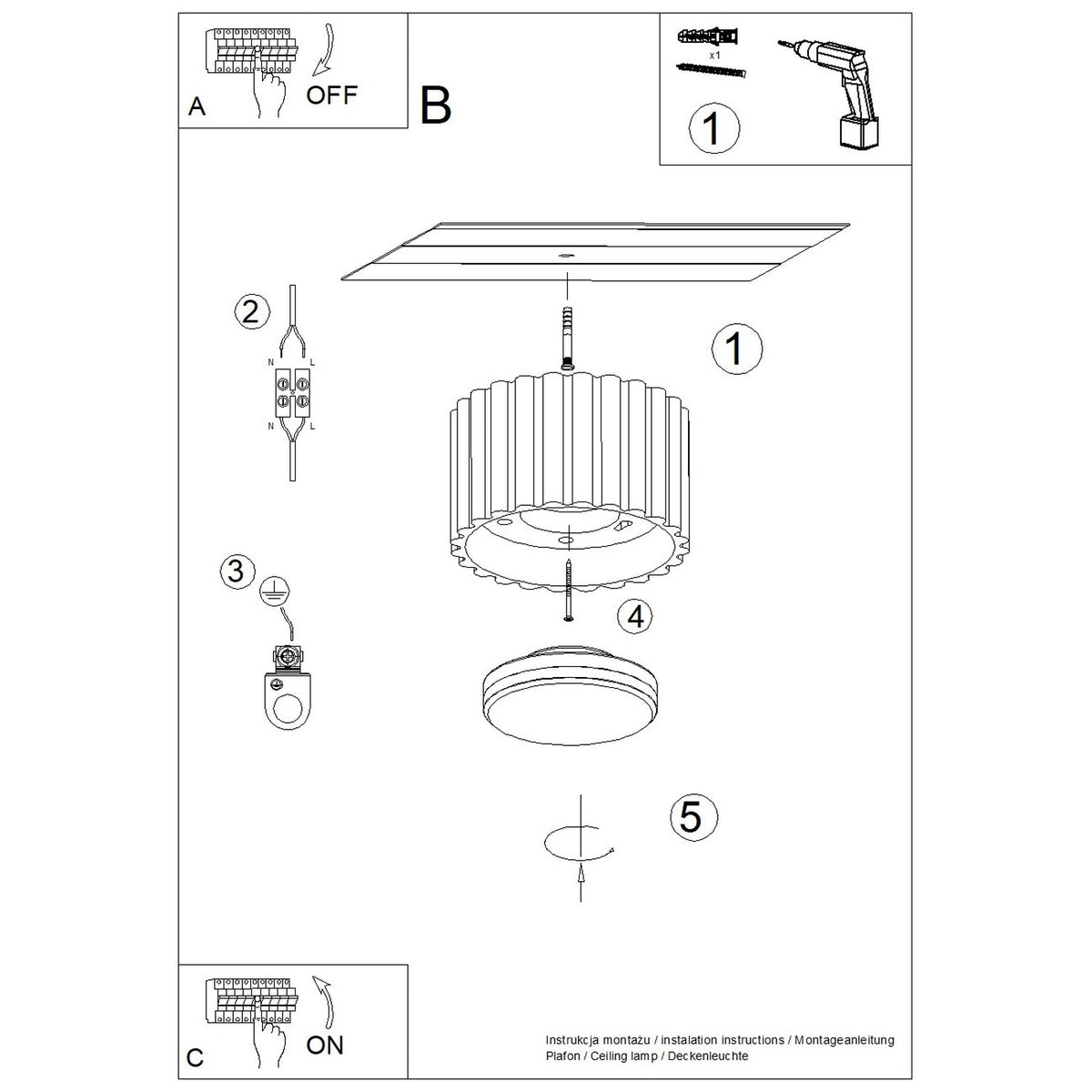 Schéma d'installation du luminaire