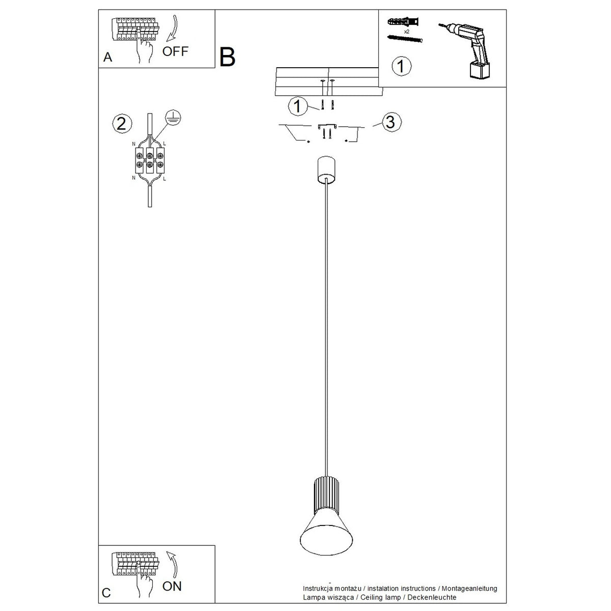 Schéma d'installation du luminaire