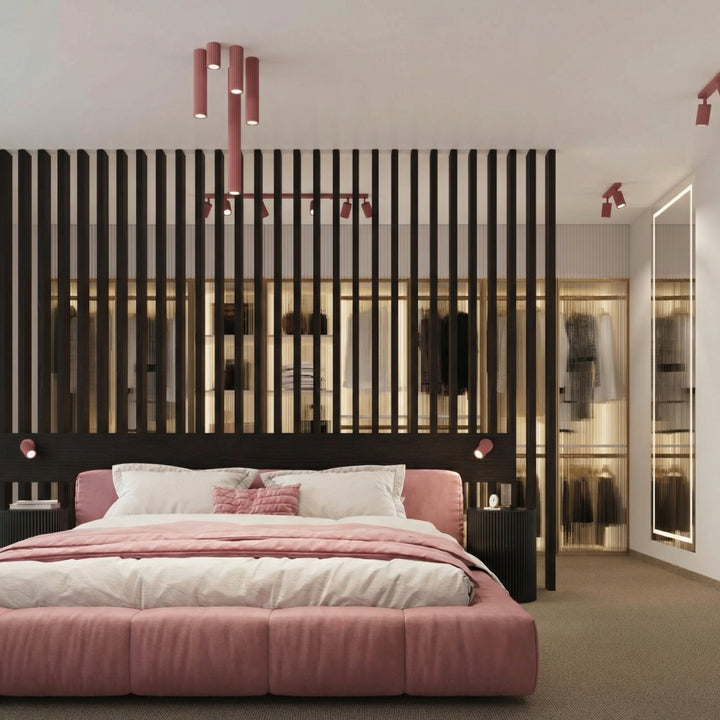 Luminaire Plafonnier rose dans un intérieur contemporain