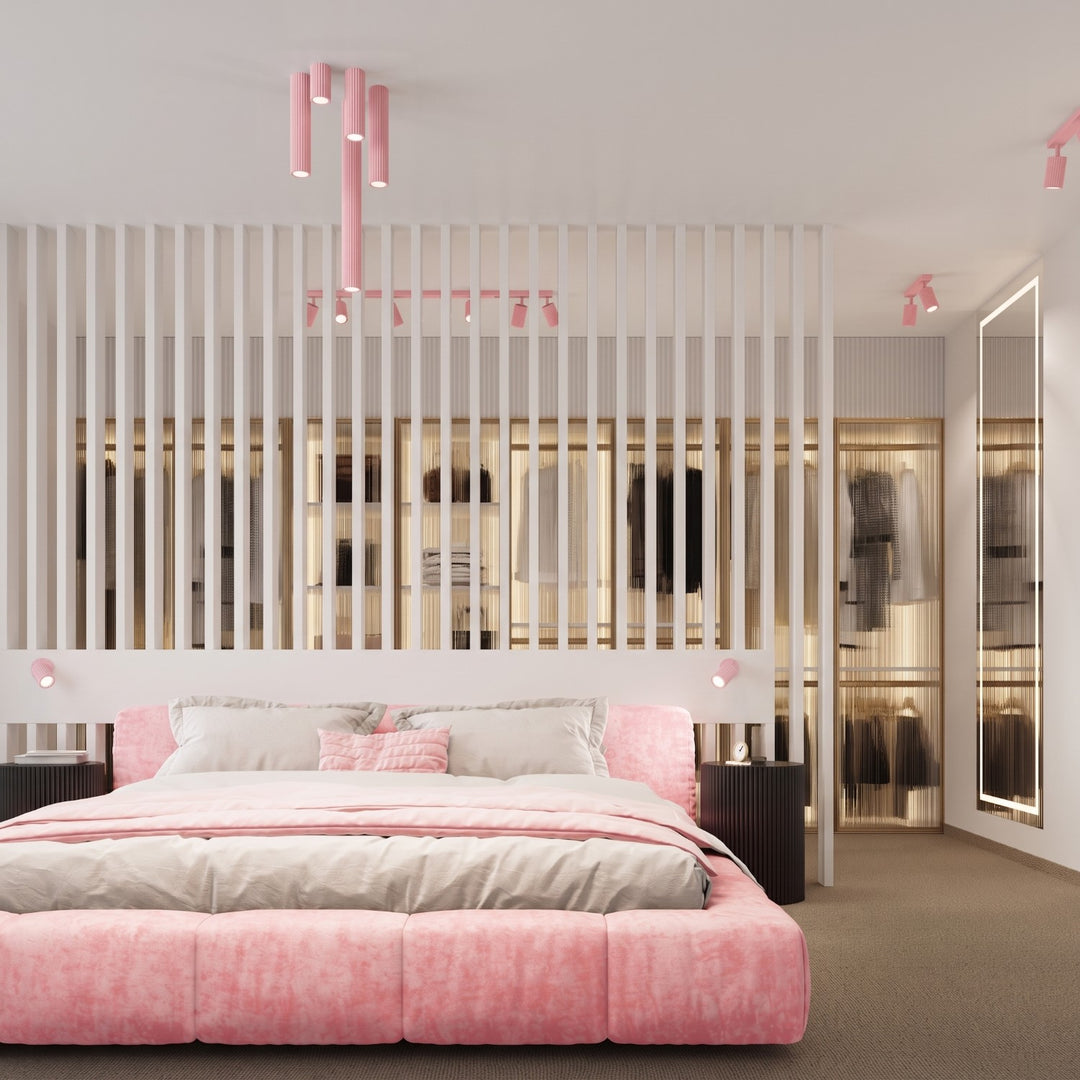Luminaire Plafonnier rose dans un intérieur contemporain