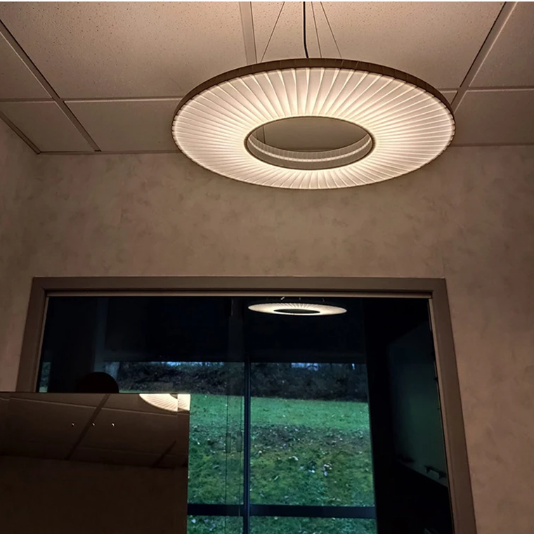 New Style Fabric LED Pendant Lights Ten Hours Round Parlor Shop Hotel Dining Room Hanglamp Art Deco Cord Adjustable