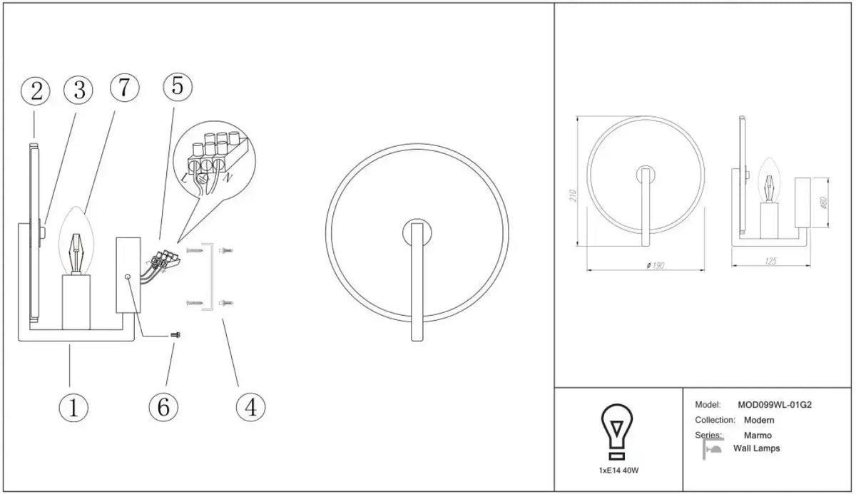 Schéma d'installation du luminaire