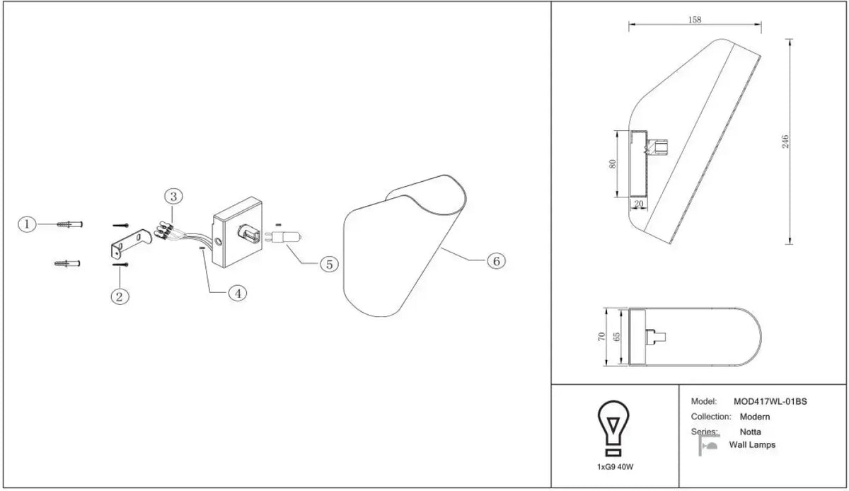 Schéma d'installation du luminaire