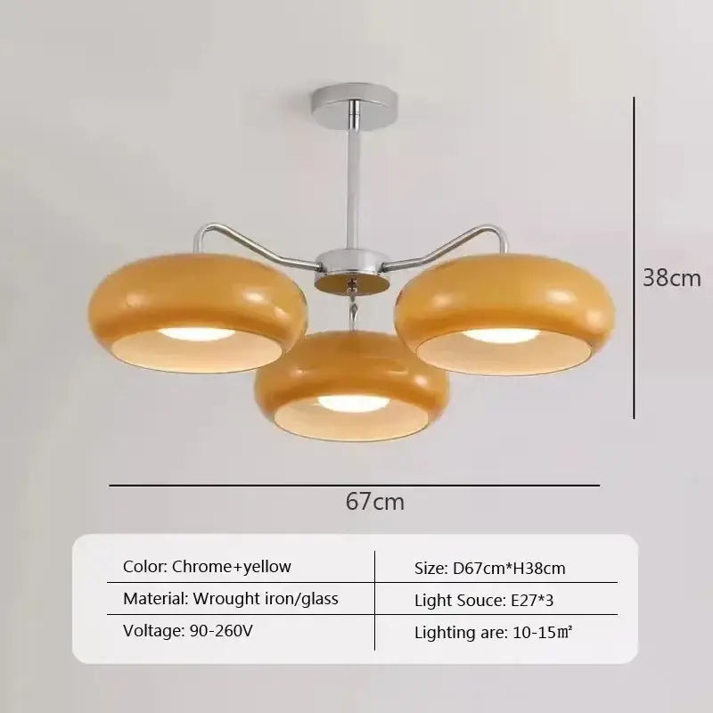 Retro ceiling light Bedroom Dining Room Antique Orange glass light France Style Medieval dining room Bauhaus yellow