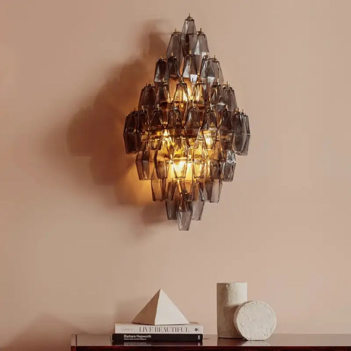 Applique design en verre fumé gris style art déco élégance