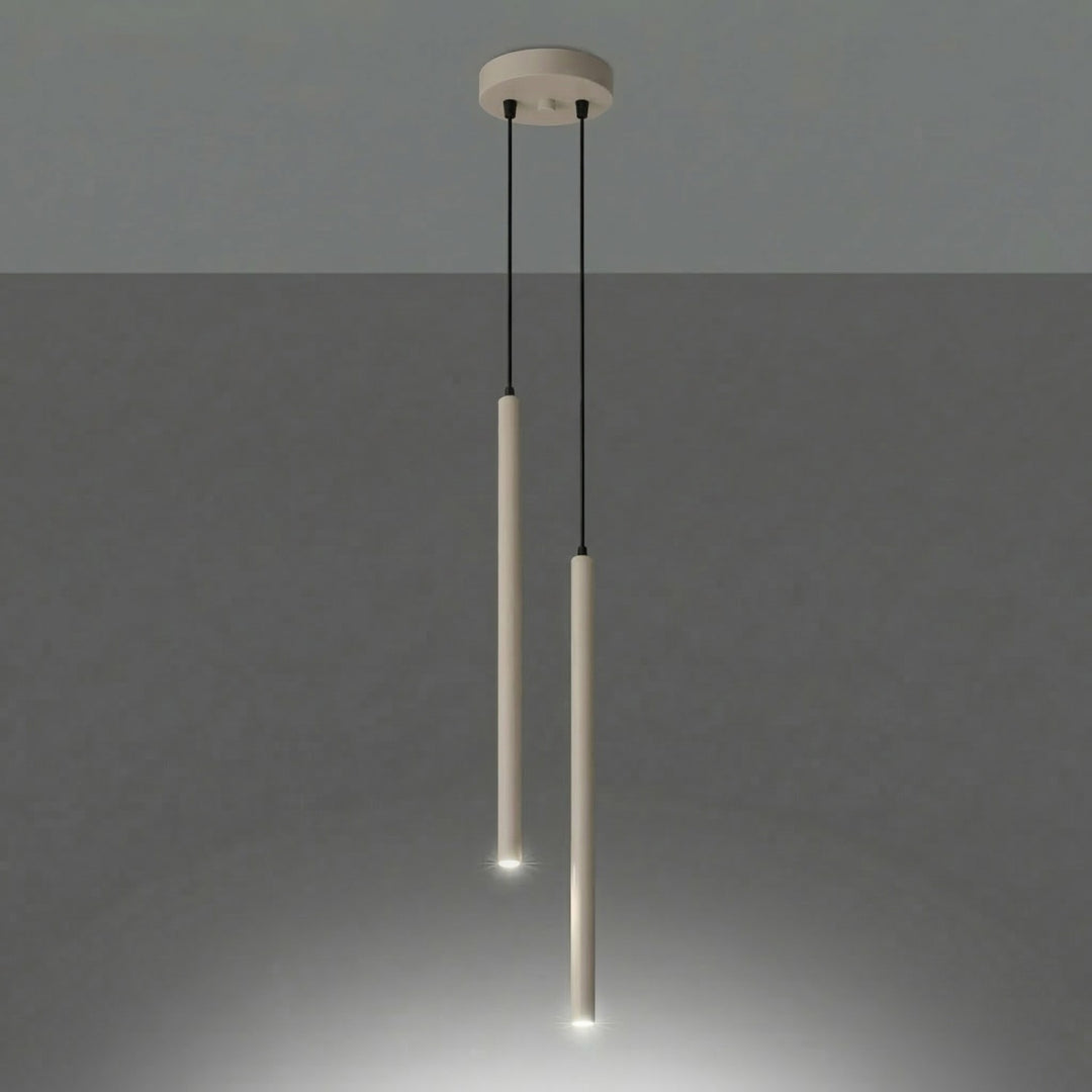 Suspension tube fin taupe allumée