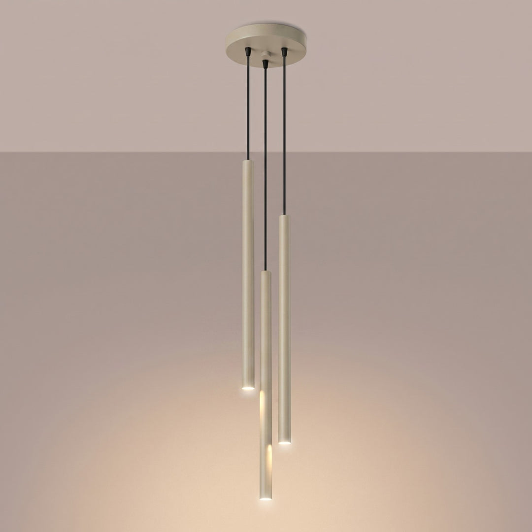Suspension tube fin taupe allumée