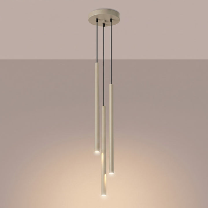 Suspension tube fin taupe allumée