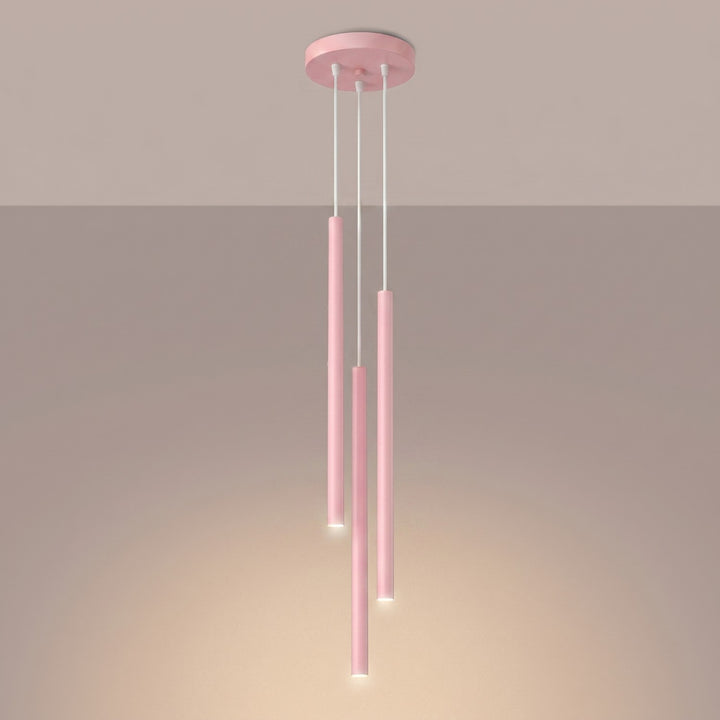 Suspension tube fin rose allumée