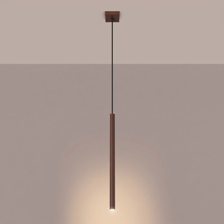 Suspension tube fin marron allumée