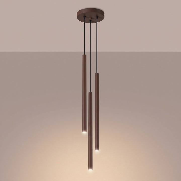 Suspension tube fin marron allumée