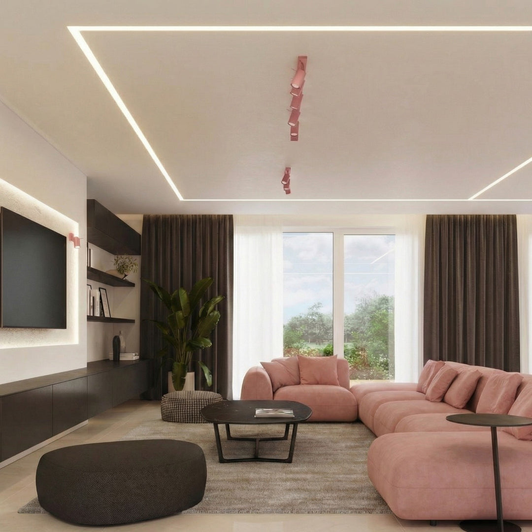 Luminaire Plafonnier rose dans un intérieur contemporain