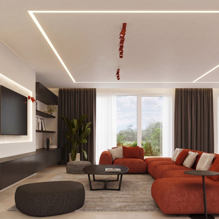 Luminaire Plafonnier rouge dans un intérieur contemporain