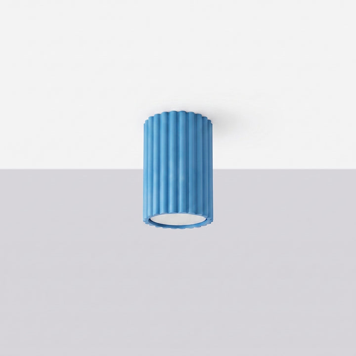 Luminaire Plafonnier bleu clair éteinte, vue rapprochée