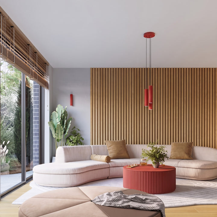 Luminaire Plafonnier rouge dans un intérieur contemporain