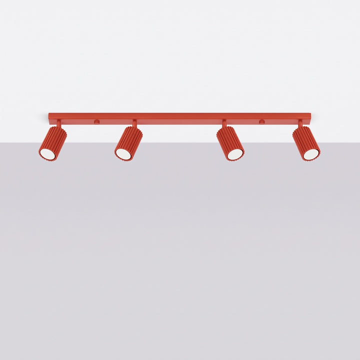 Luminaire Plafonnier rouge éteinte, vue rapprochée