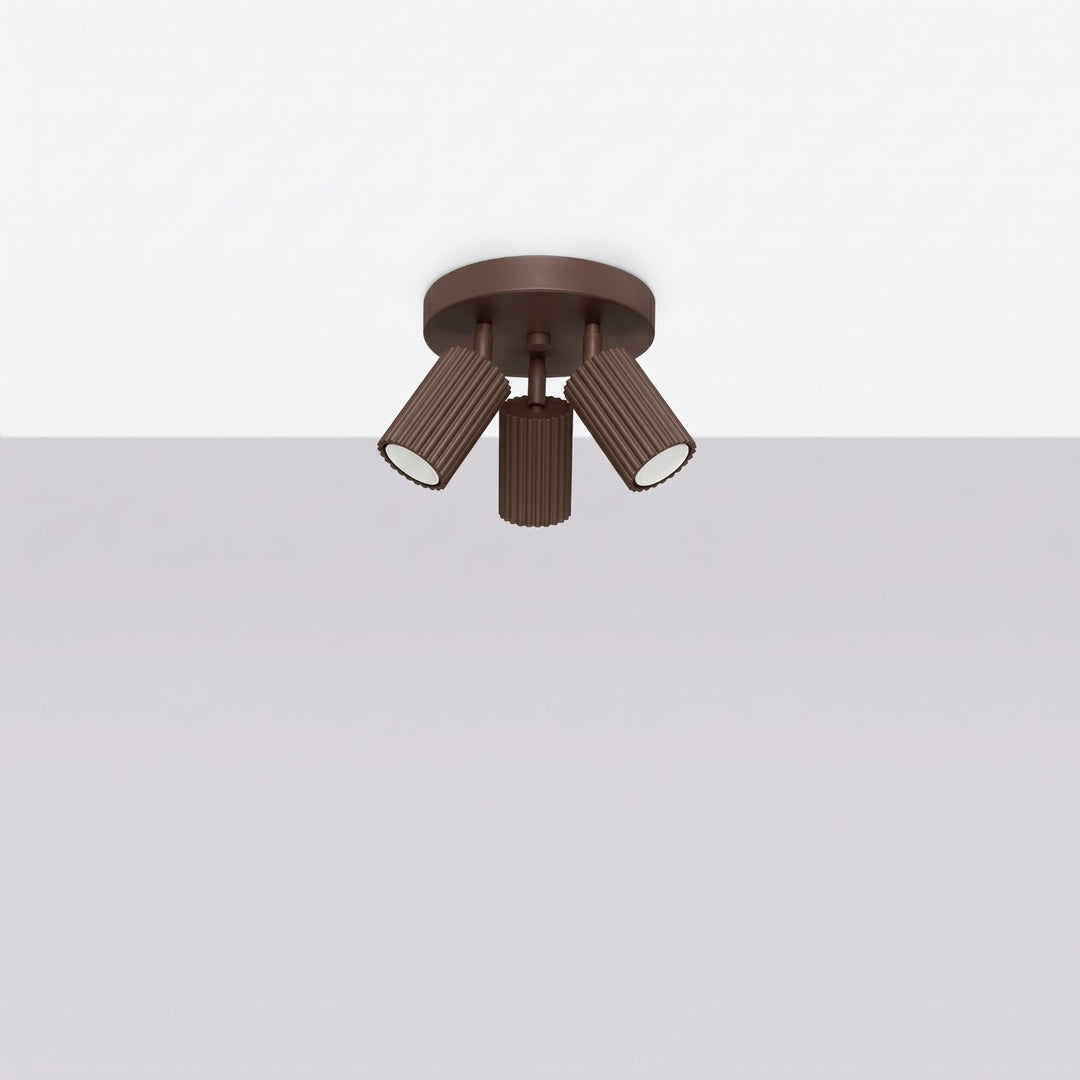 Luminaire Plafonnier marron éteinte, vue rapprochée