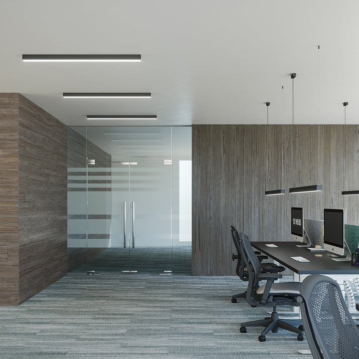 Plafonnier linéaire PINNE gris dans un bureau