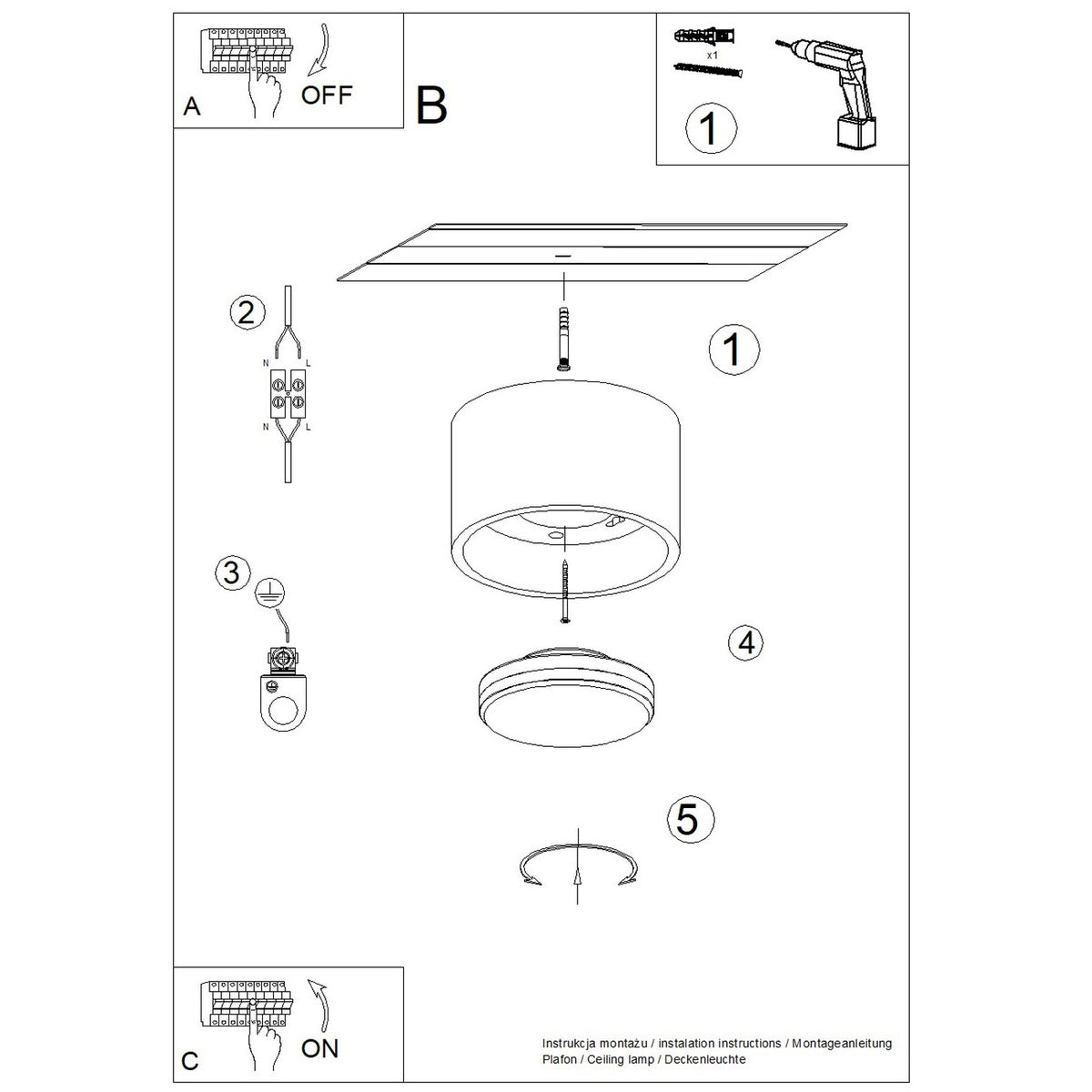 Schéma d'installation du luminaire