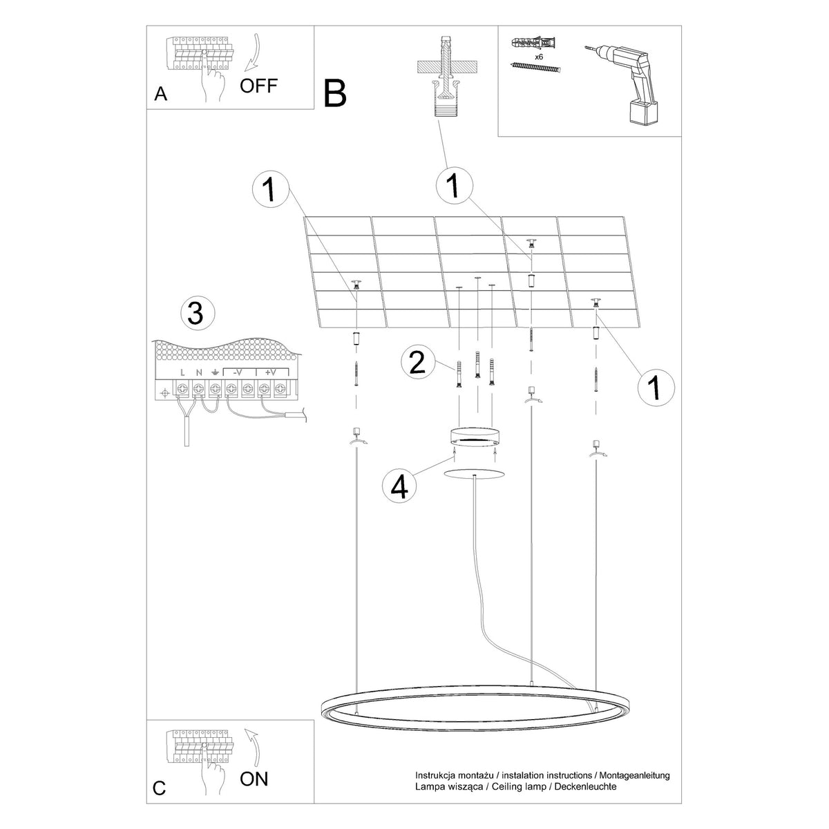Schéma d'installation du luminaire